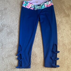 Lilly Pulitzer Navy Leggings with Floral Waistband